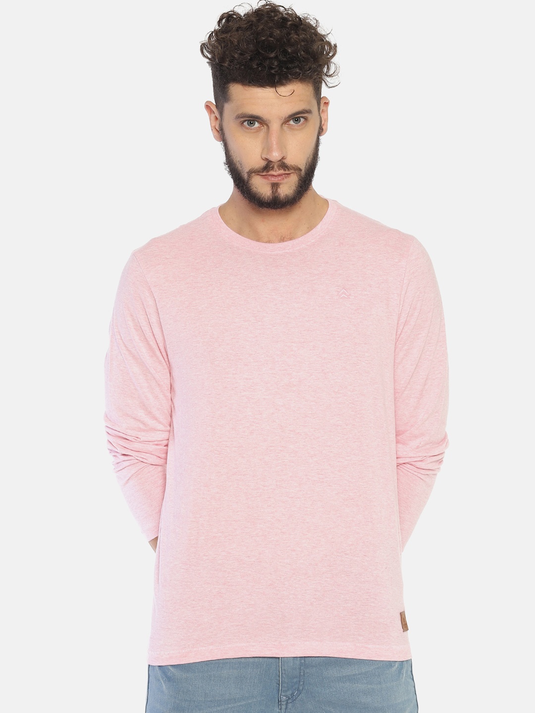 

Steenbok Men Pink Solid Round Neck T-shirt