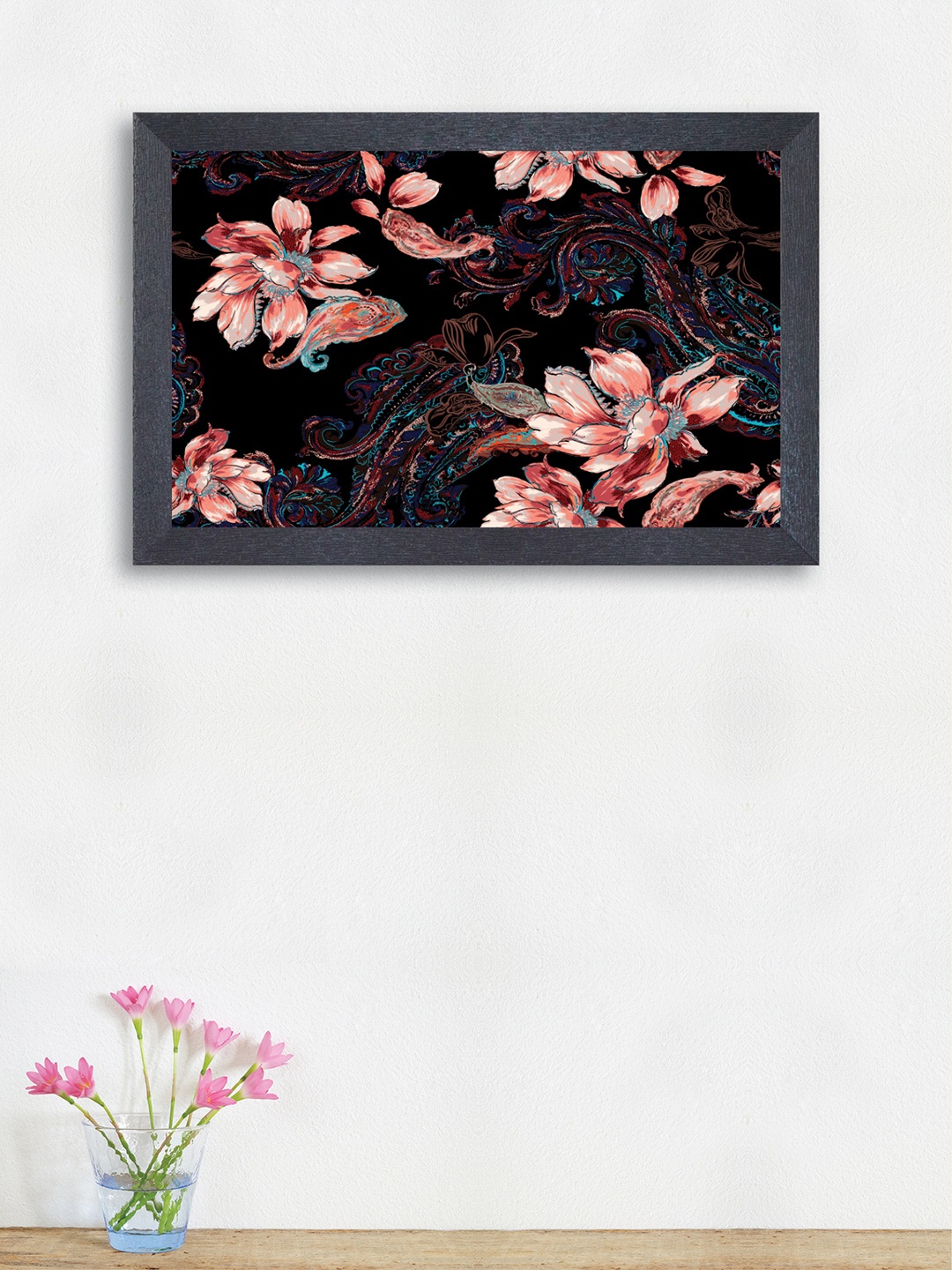 

nest ART Black & Peach Floral Framed Wall Art