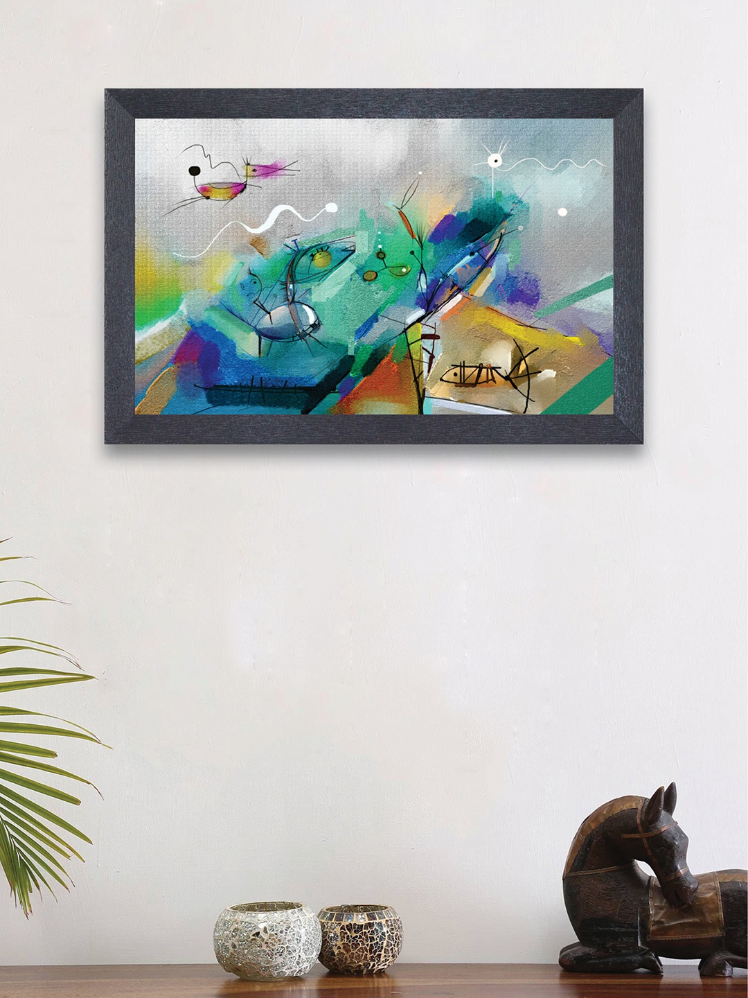 

nest ART Green & Blue Abstract Framed Synthetic Wood Wall Art