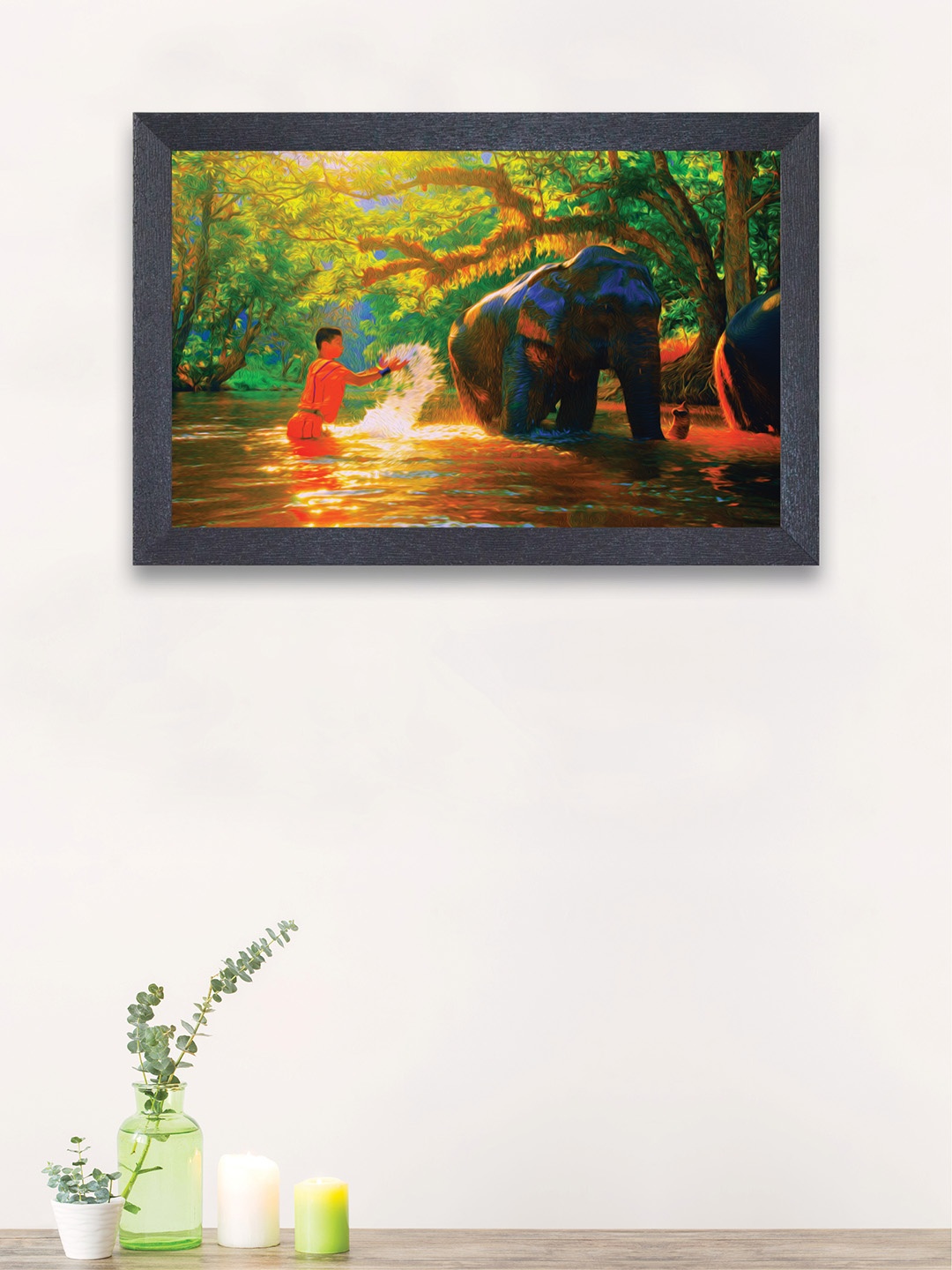 

nest ART Red and Green Abstract Framed Wood Wall Art
