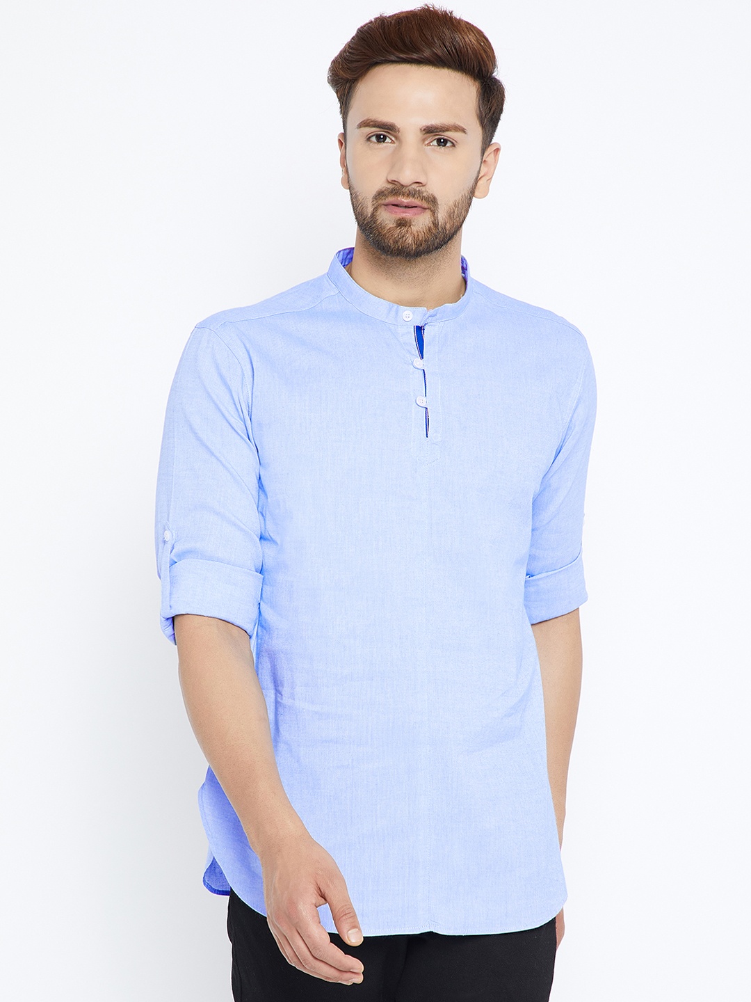 

even Men Blue Solid Straight Kurta