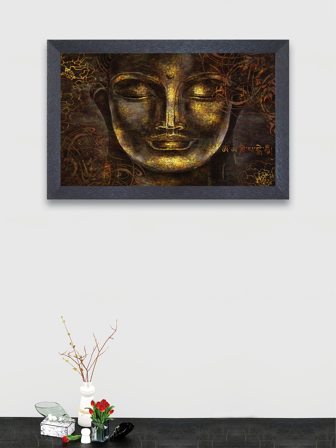 

nest ART Yellow & Olive Green Buddha Framed Painting