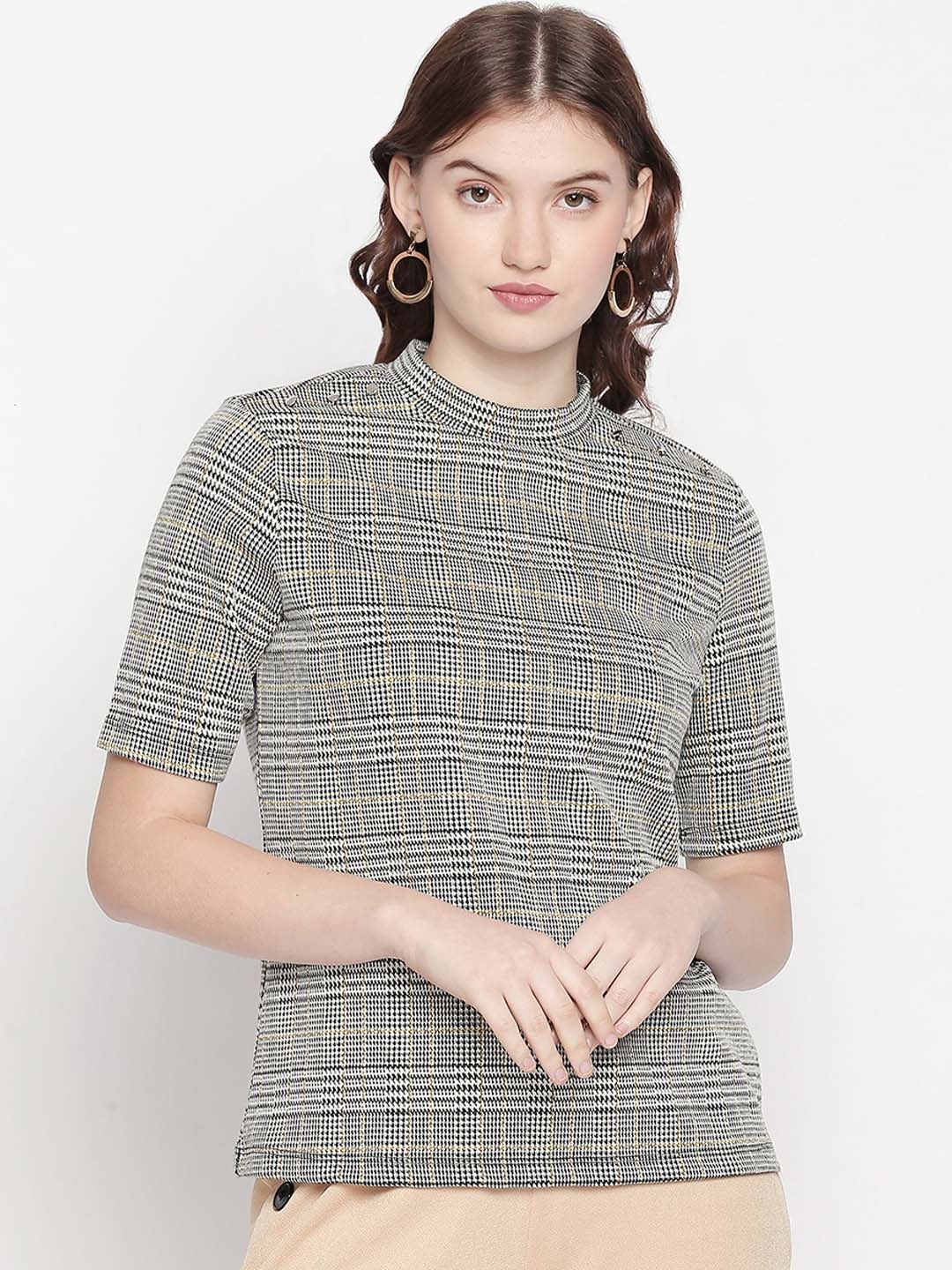 

Annabelle by Pantaloons Women White Checked Top