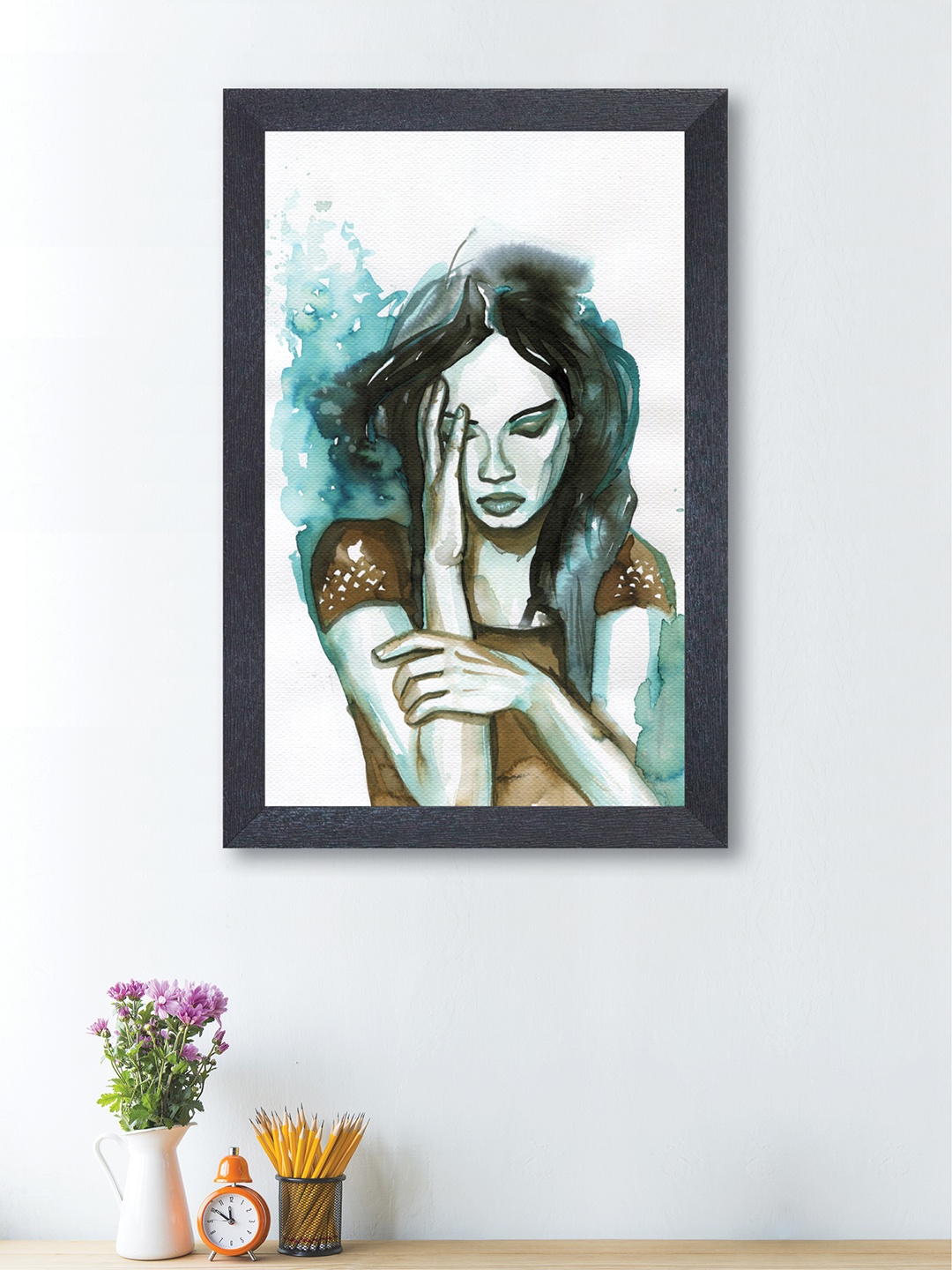 

nest ART White & Black Abstract Lady Framed Wood Wall Art