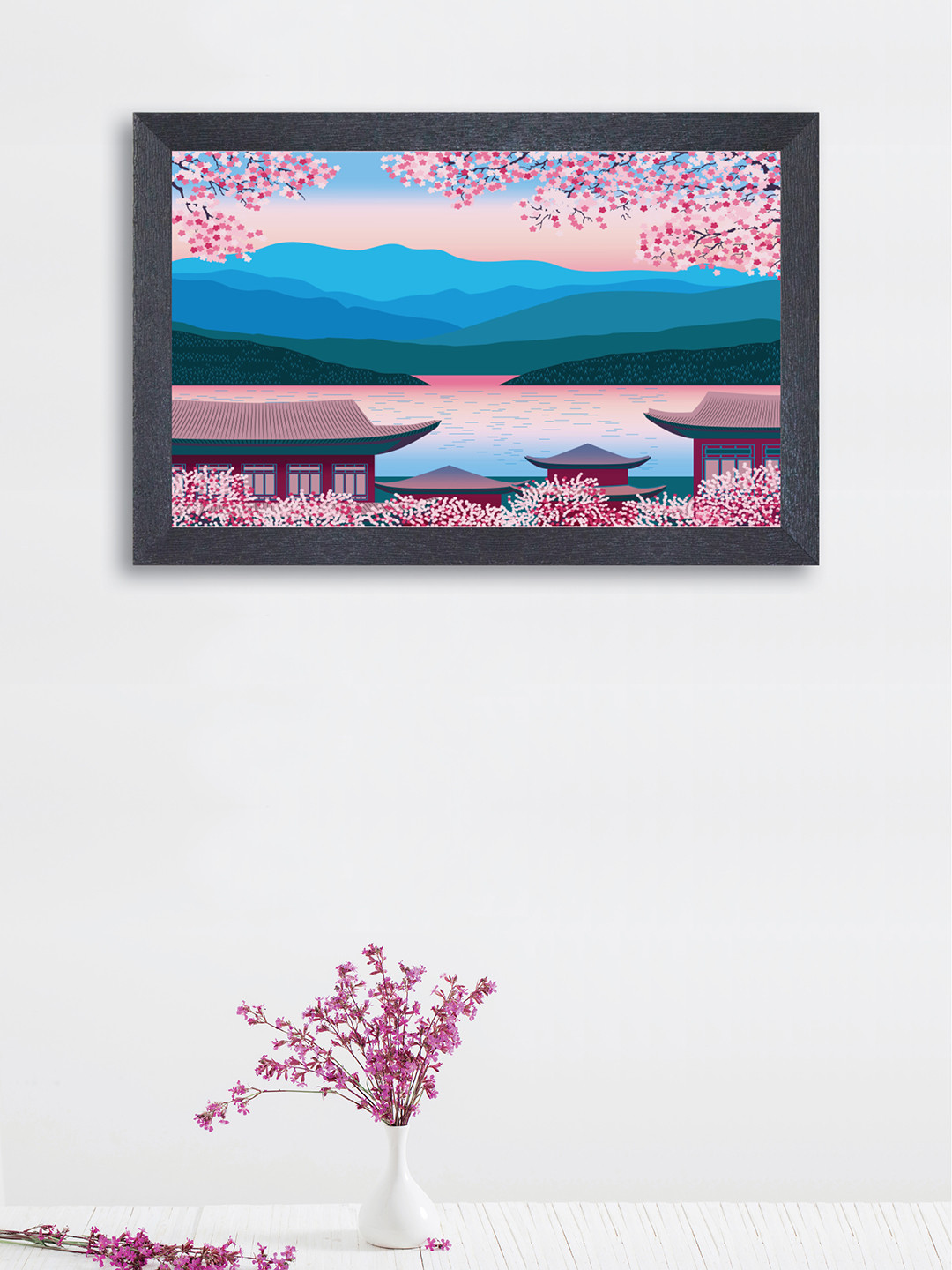 

nest ART Blue & Pink Landscape Framed Painting