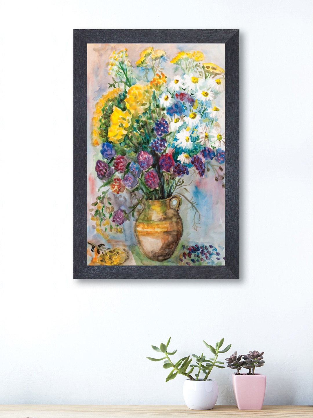 

nest ART Yellow and White Watercolor Abstract Floral Wood Wall Art