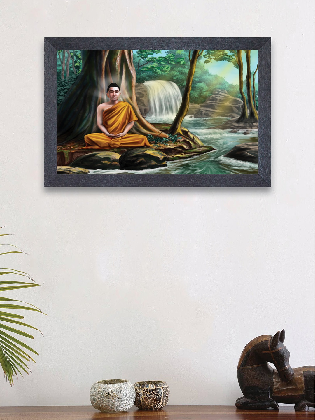 

nest ART Green & Yellow Abstract Buddha Synthetic Wood Wall Art