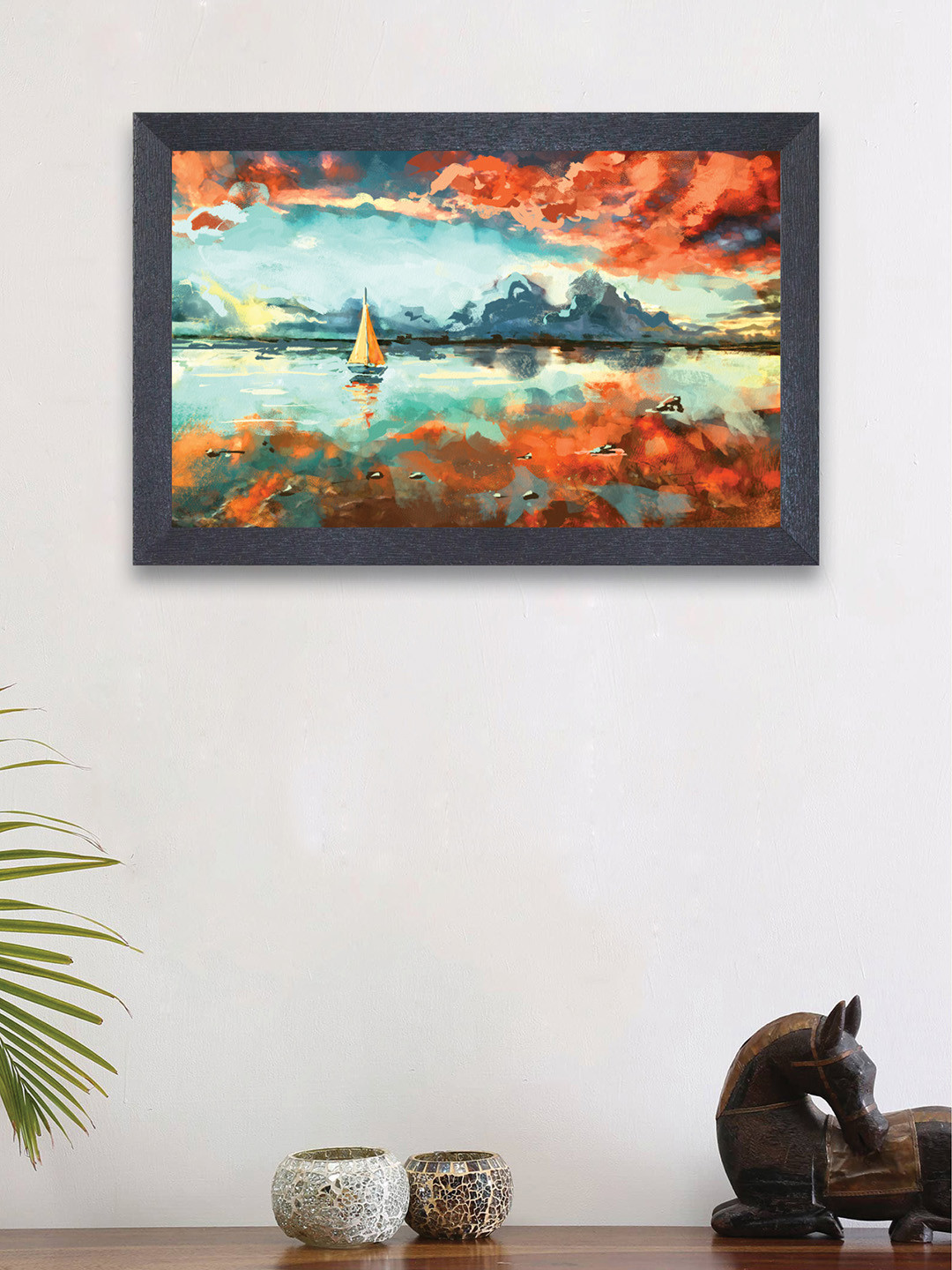 

nest ART Orange & Blue Abstract Framed Wood Wall Art