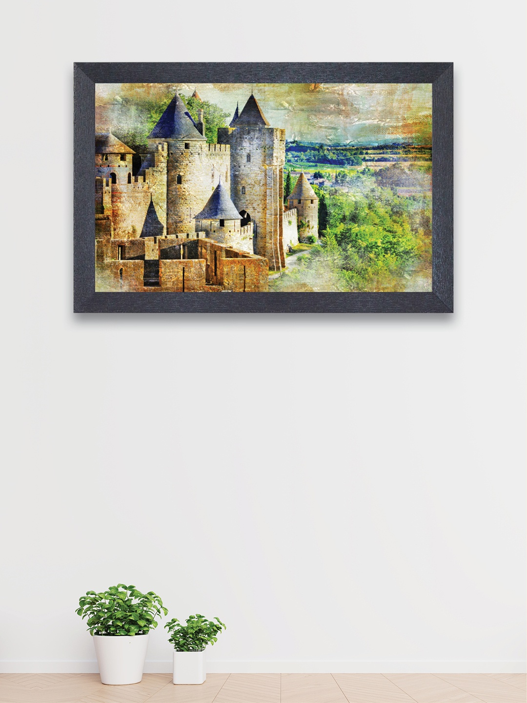 

nest ART Brown & Green Castle Scenery Framed Painting