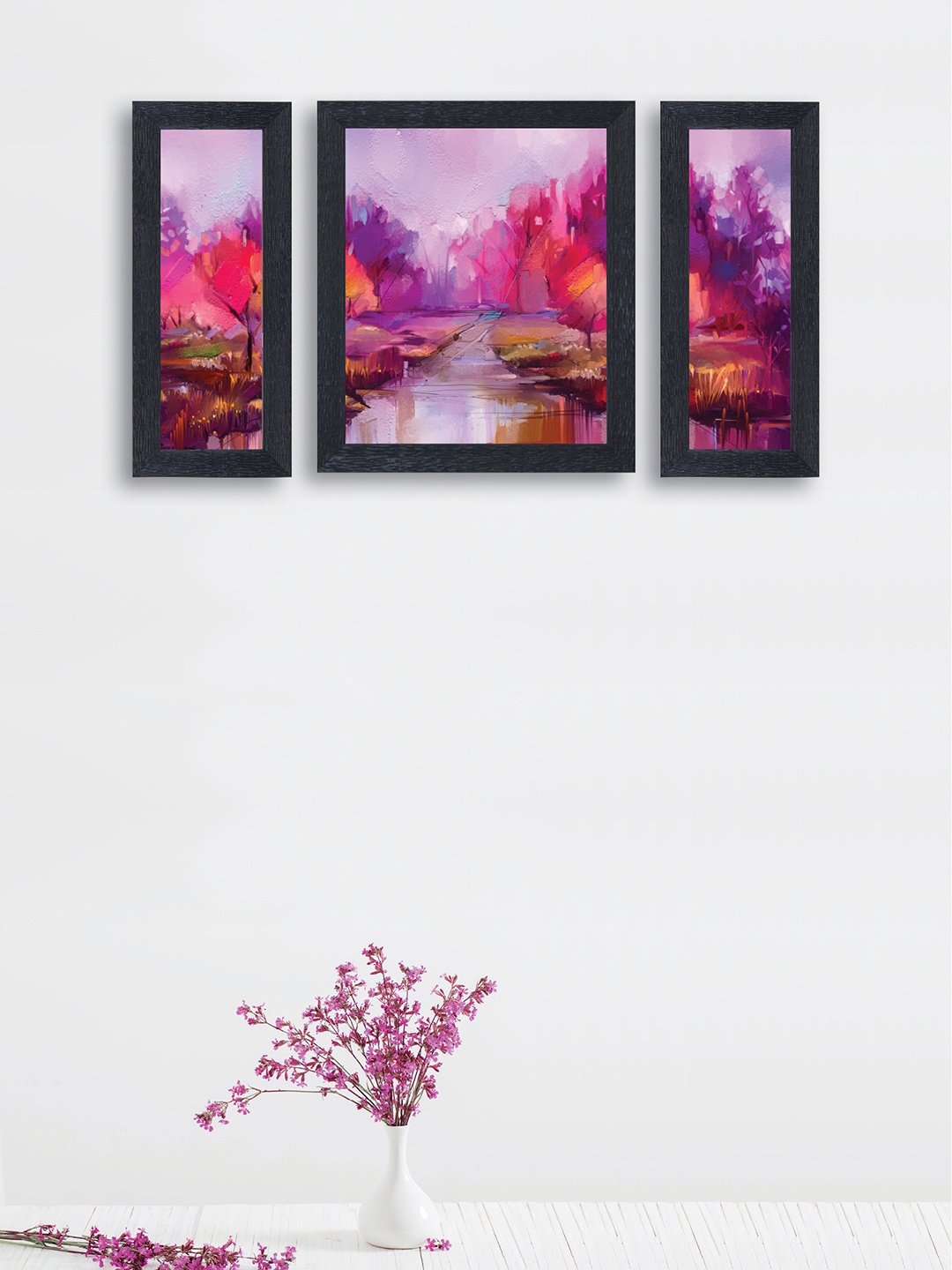 

nest ART Set of 3 Purple & Pink Nature Framed Painting