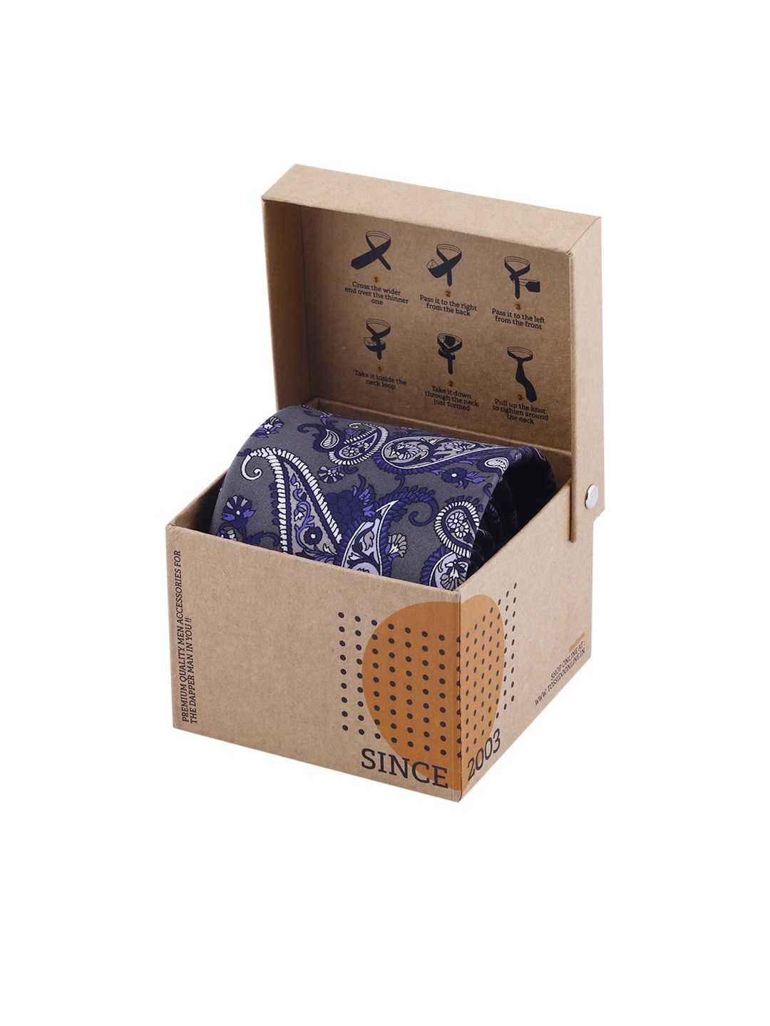 

Tossido Purple & Grey Printed Broad Tie
