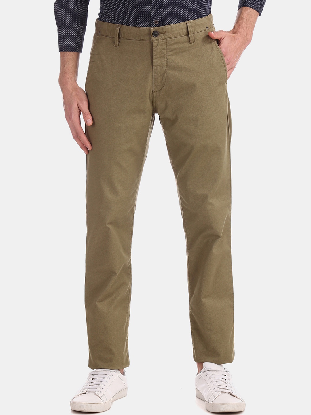 

Arrow Sport Men Khaki Slim Fit Solid Regular Trousers