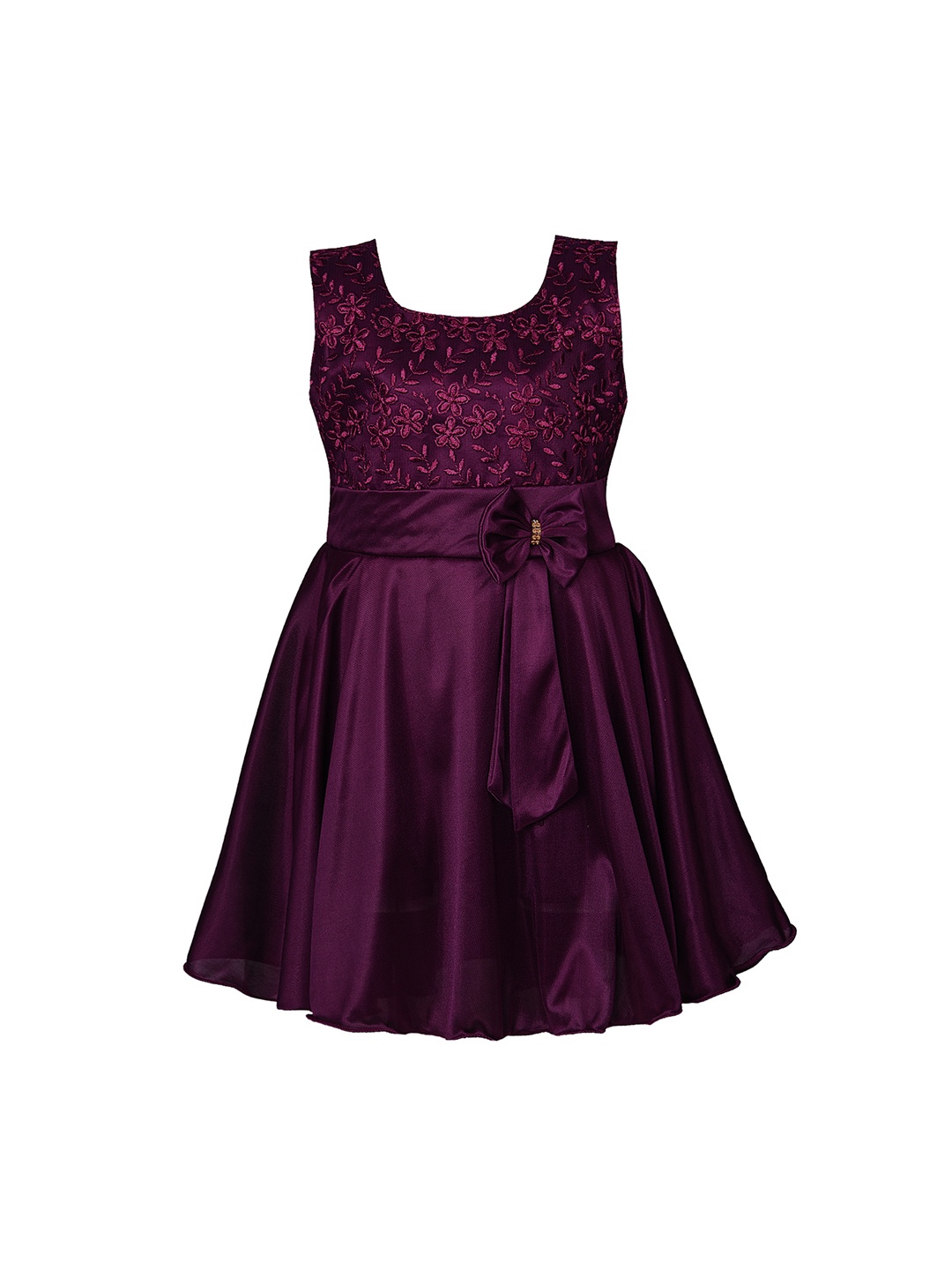 

Wish Karo Girls Purple Embroidered Fit and Flare Dress