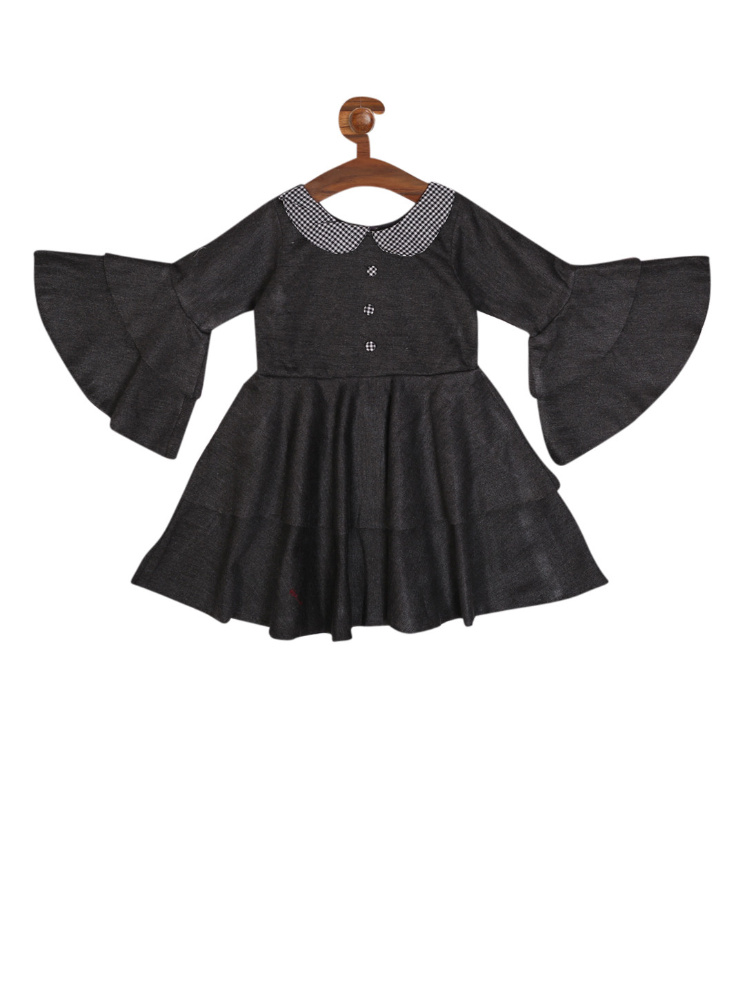 

RIKIDOOS Girls Charcoal Grey Solid Fit and Flare Dress