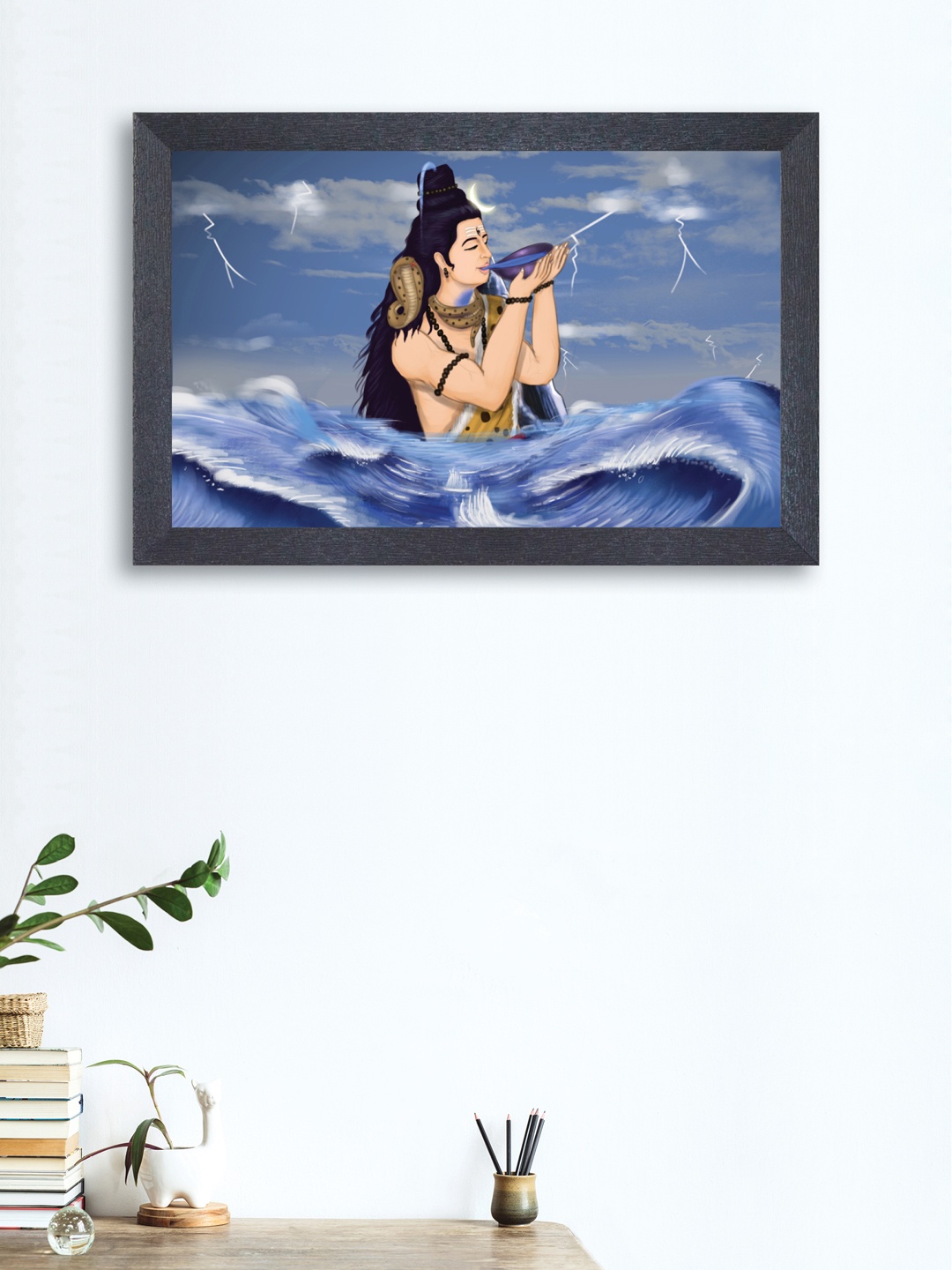 

nest ART Blue & Beige Abstract Mahadev Framed Wood Wall Art