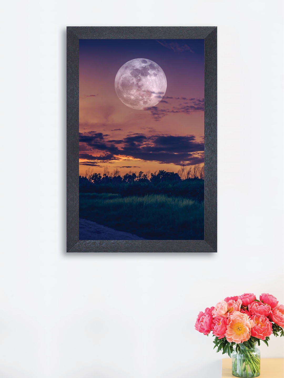 

nest ART Multicoloured Rising Moon Framed Synthetic Wood Wall Art, Multi