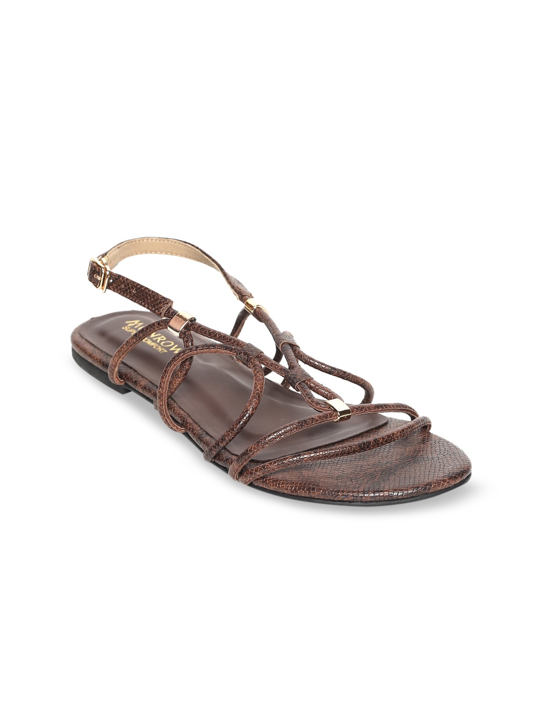 

Monrow Women Brown Textured Open Toe Flats