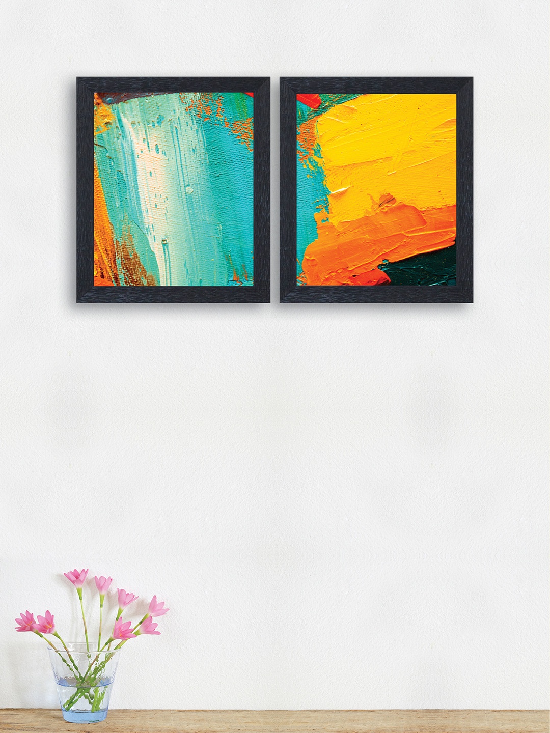 nest ART Set of 2 Yellow & Orange Abstract Framed Painting