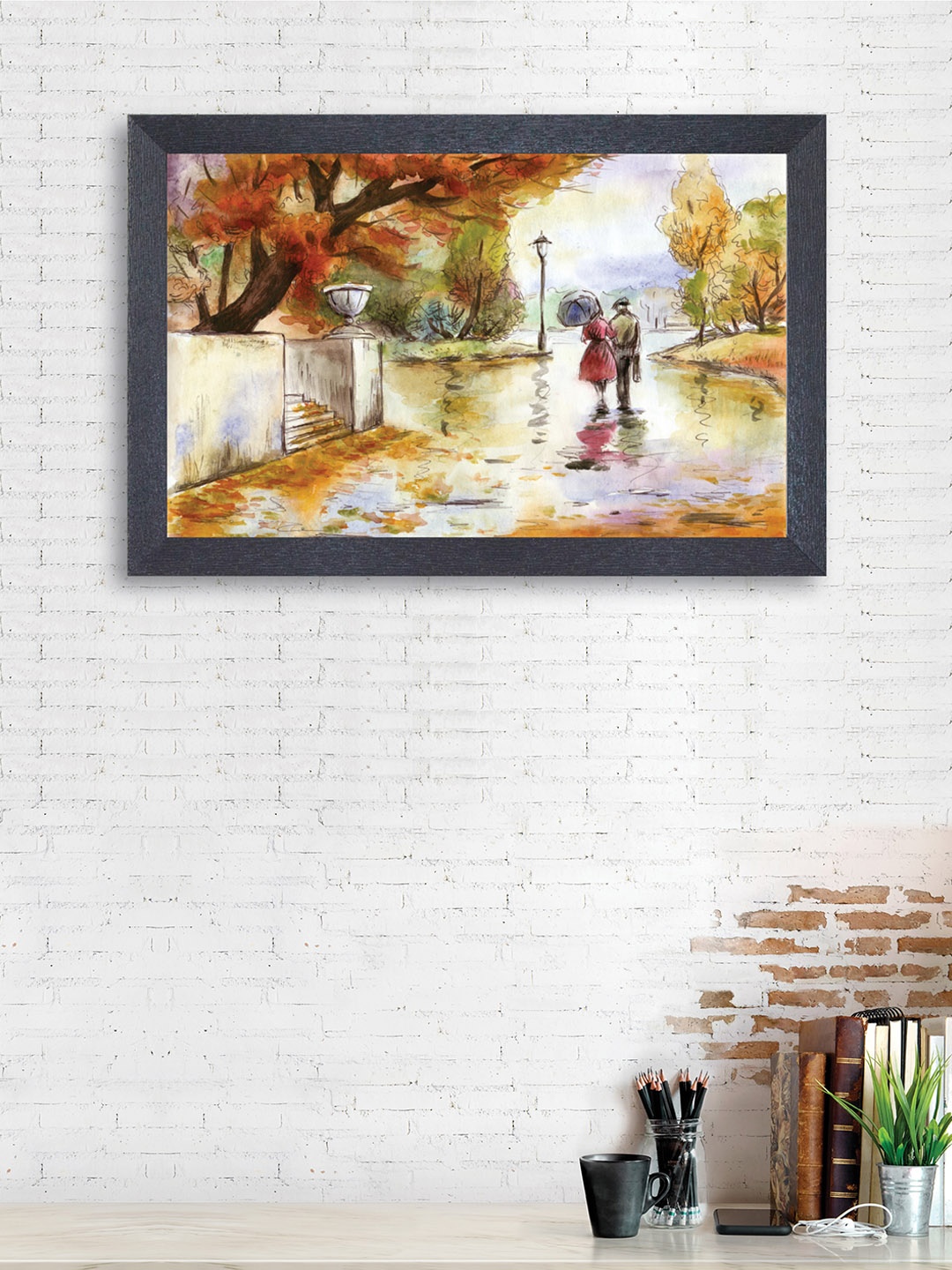 

nest ART Orange & White Abstract Framed Painting