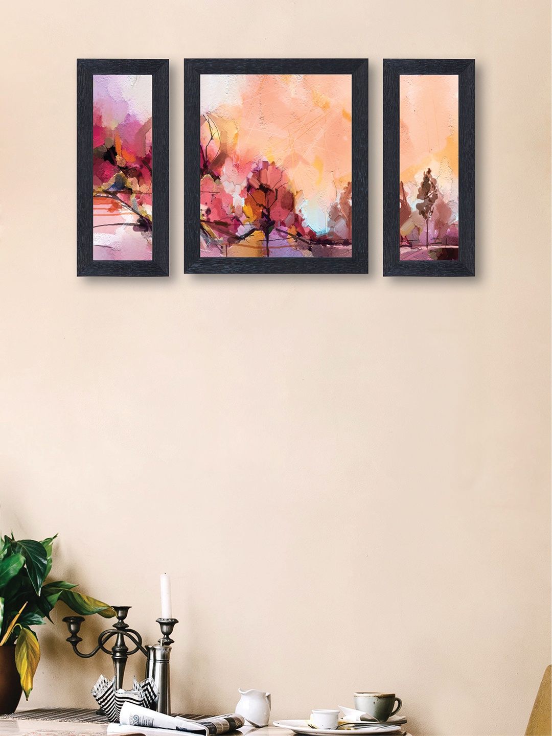 

nest ART Set of 3 Peach & Pink Framed Abstract Wall Art