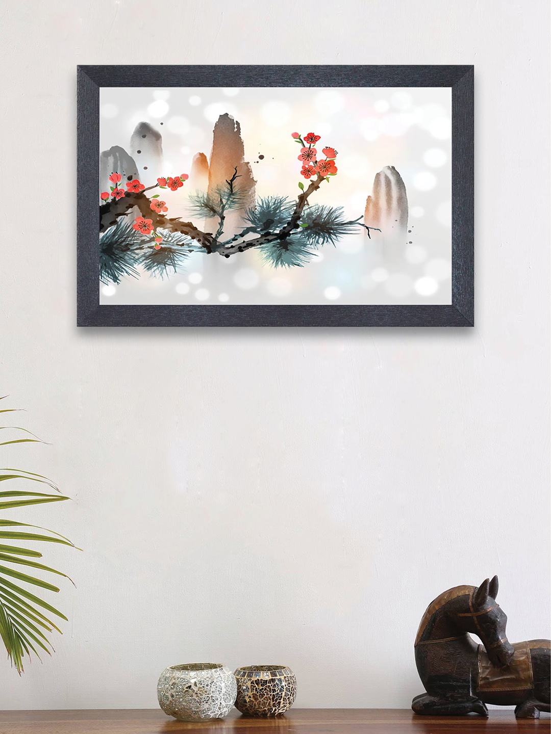 

nest ART White and Red Abstract Framed Wood Wall Art