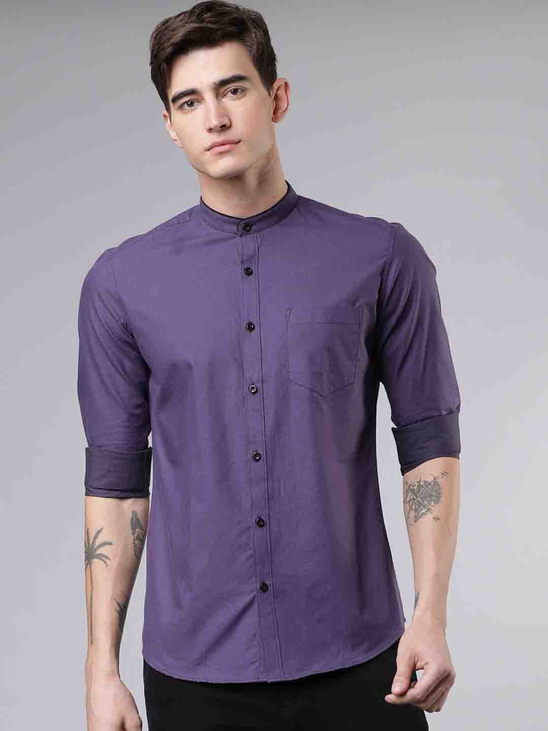 

HIGHLANDER Men Purple & Black Slim Fit Checked Casual Shirt