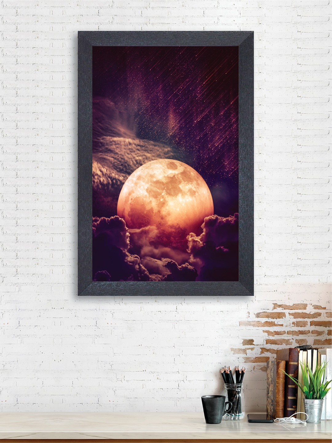 

nest ART Purple & Peach Abstract Full Moon Over The Cloud Synthetic Wood Wall Art