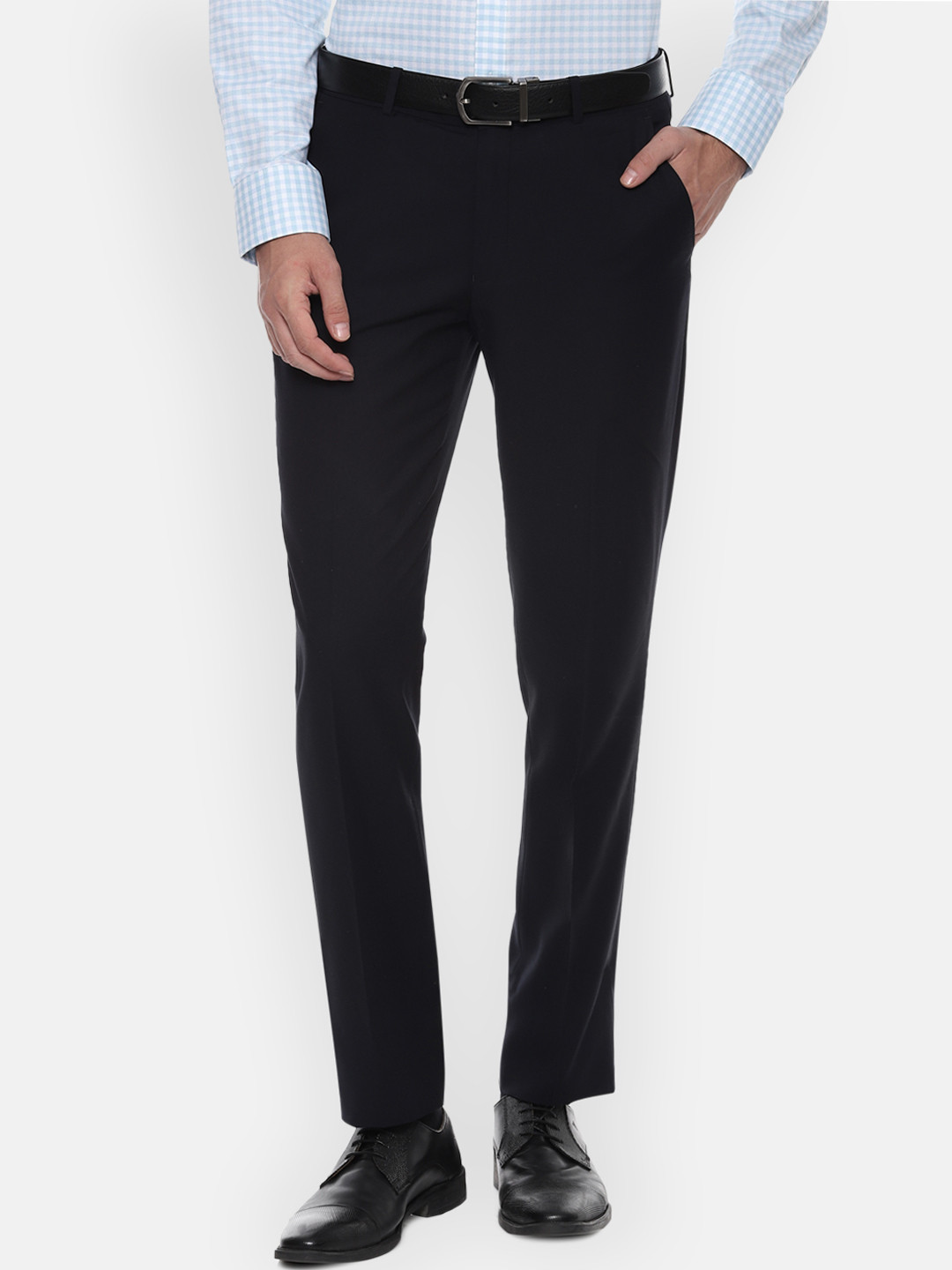 

Louis Philippe Men Black Slim Fit Solid Formal Trousers