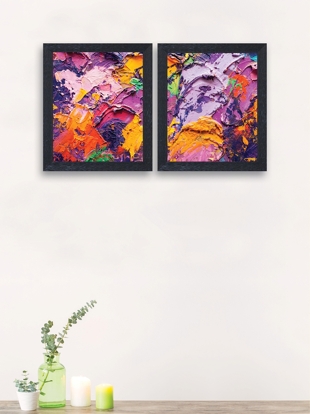 

nest ART Set of 2 Purple & Mustard Yellow Abstract Framed Wall Art