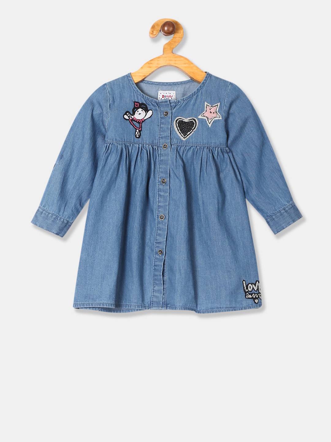 

Donuts Girls Blue Solid A-Line Dress