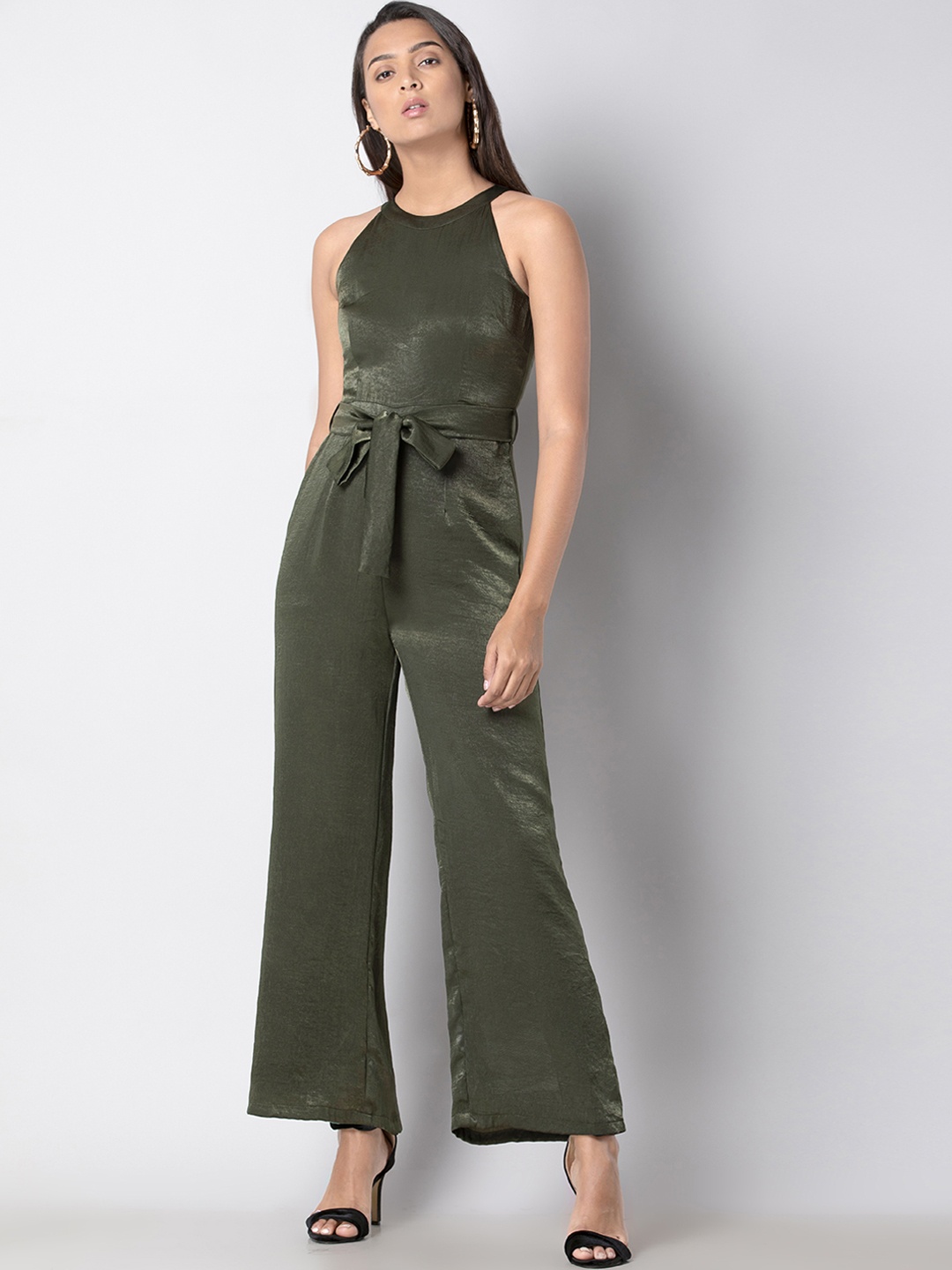 

FabAlley Women Green Solid Basic Jumpsuit