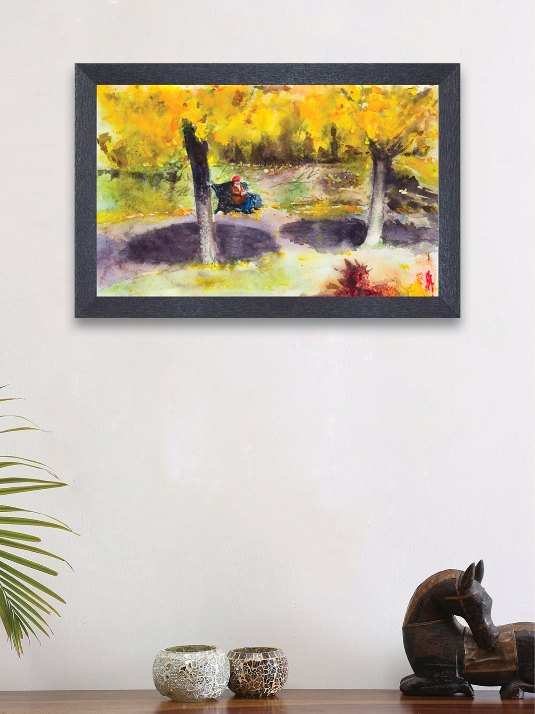 

nest ART Yellow and Black Abstract Framed Wood Wall Art