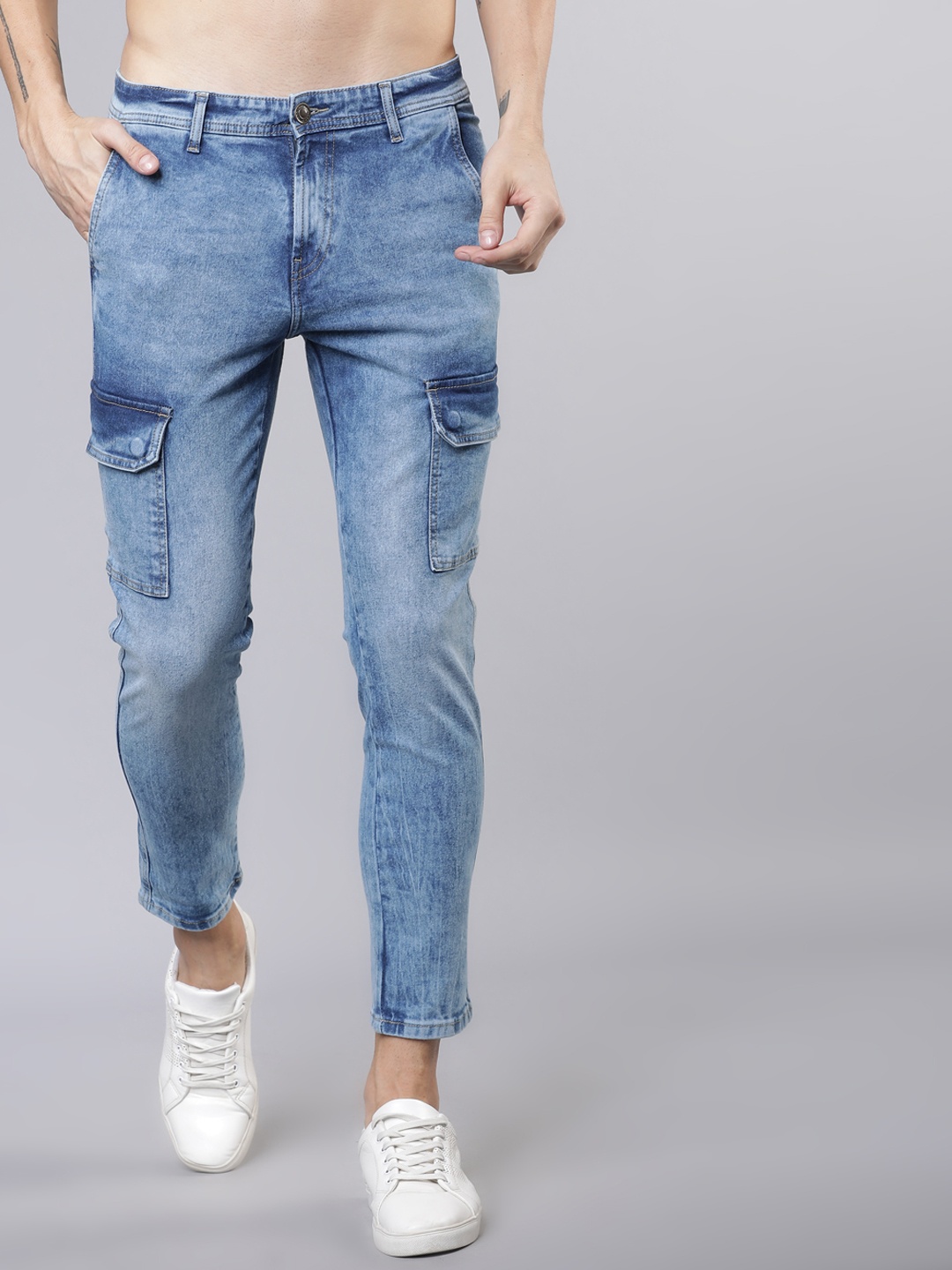

HIGHLANDER Men Blue Slim Fit Mid-Rise Clean Look Stretchable Crop Jeans
