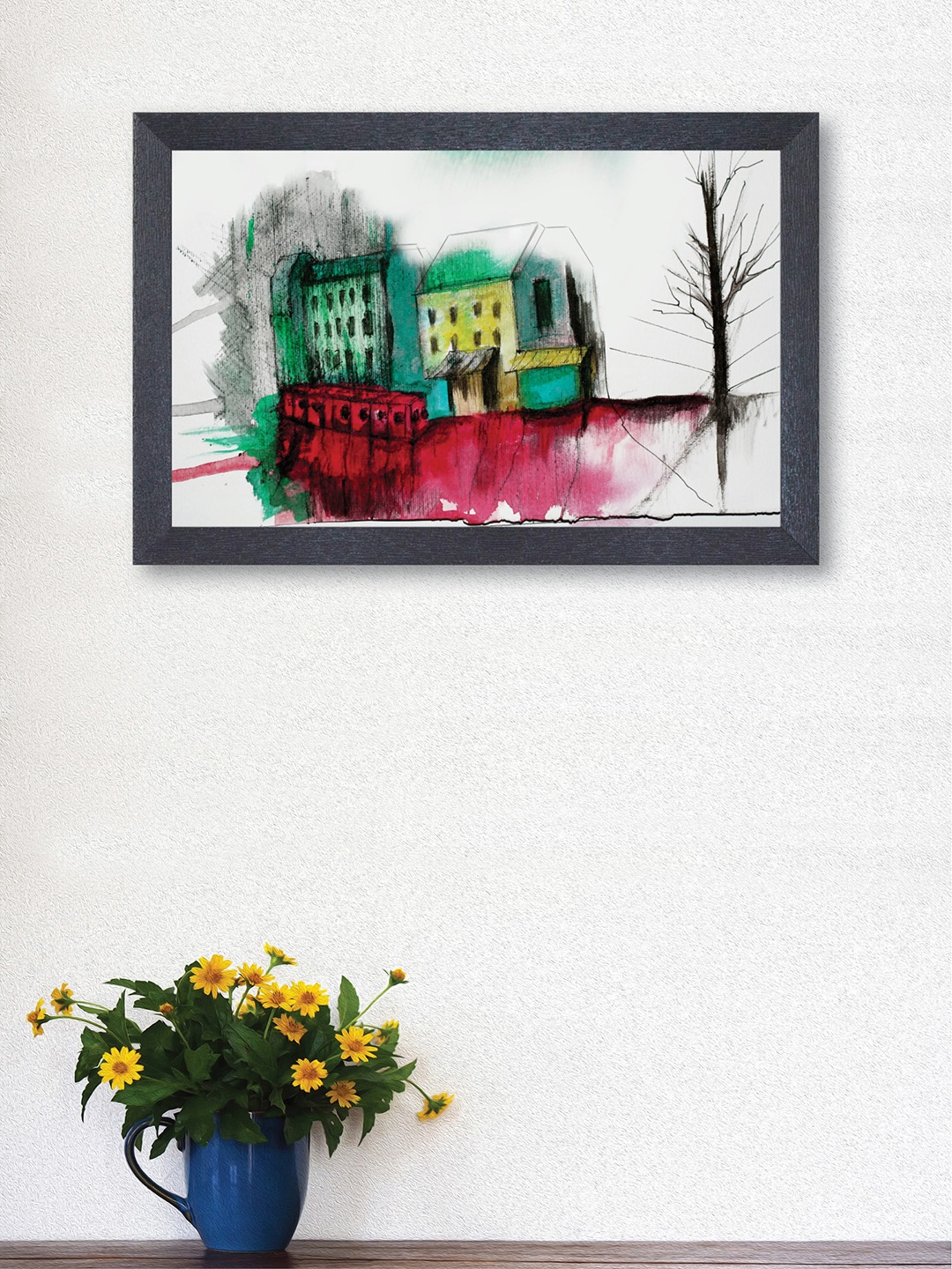 

nest ART Grey & Green Abstract Framed Wall Art, White