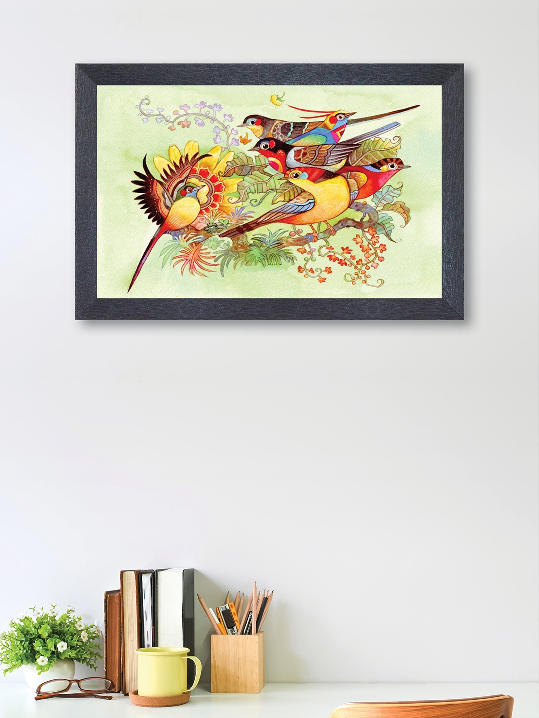 

nest ART Multicoloured Bird Framed Painting, Multi