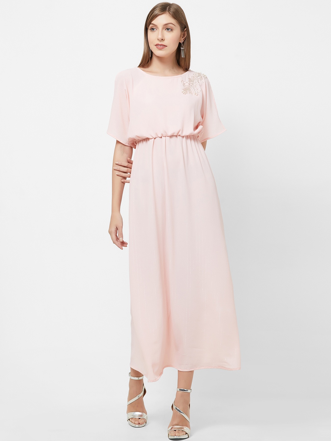 

Bkind Women Pink Solid Embellished Blouson Dress