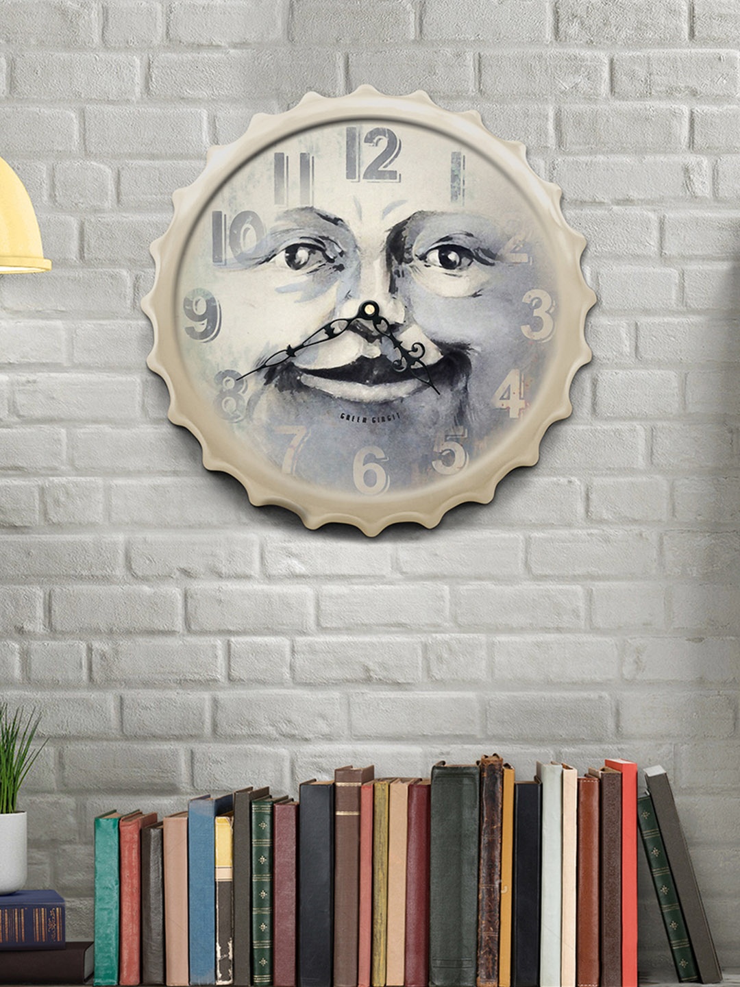 

green girgit Grey Handcrafted Round Printed 30.48 cm Analogue Wall Clock