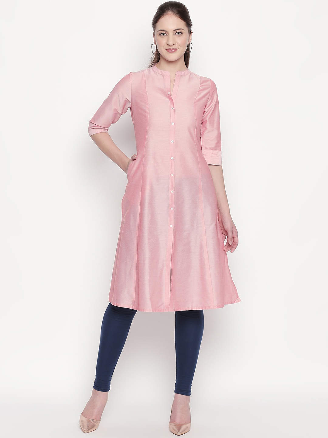 

RANGMANCH BY PANTALOONS Women Pink Solid A-Line Kurta