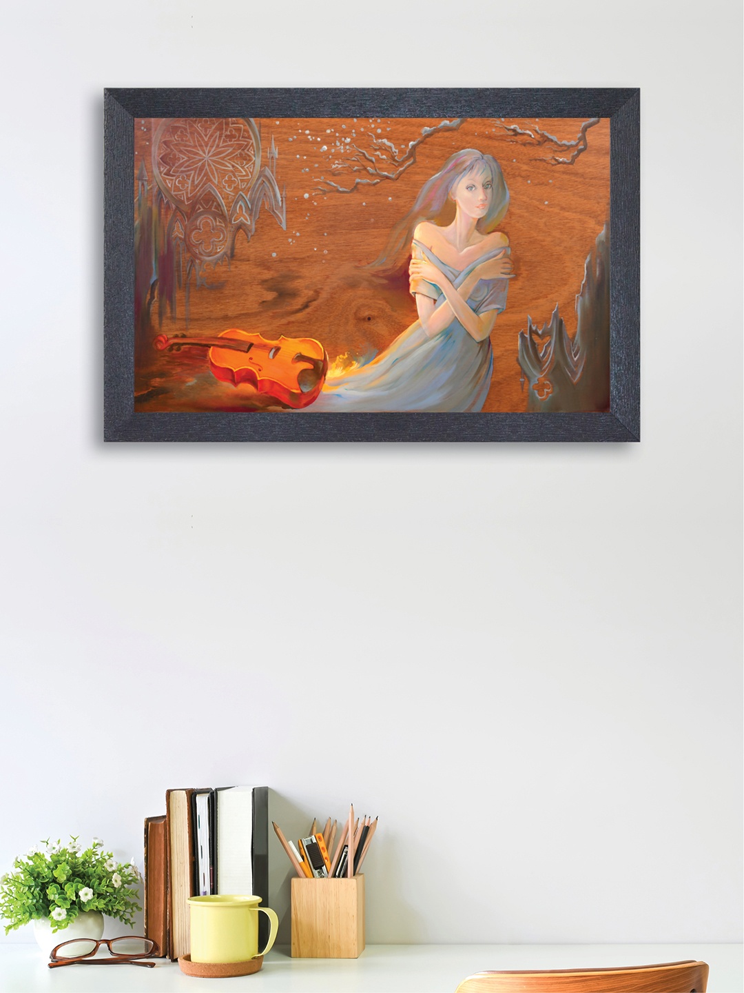 

nest ART Brown & Grey Woman Framed Painting