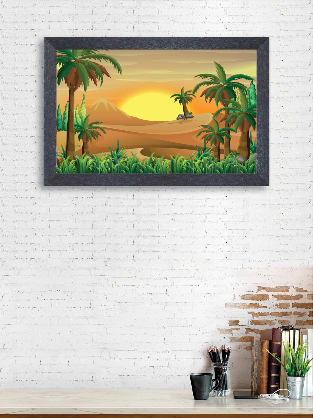 

nest ART Green & Brown Beautiful Sunrise Framed Wall Art