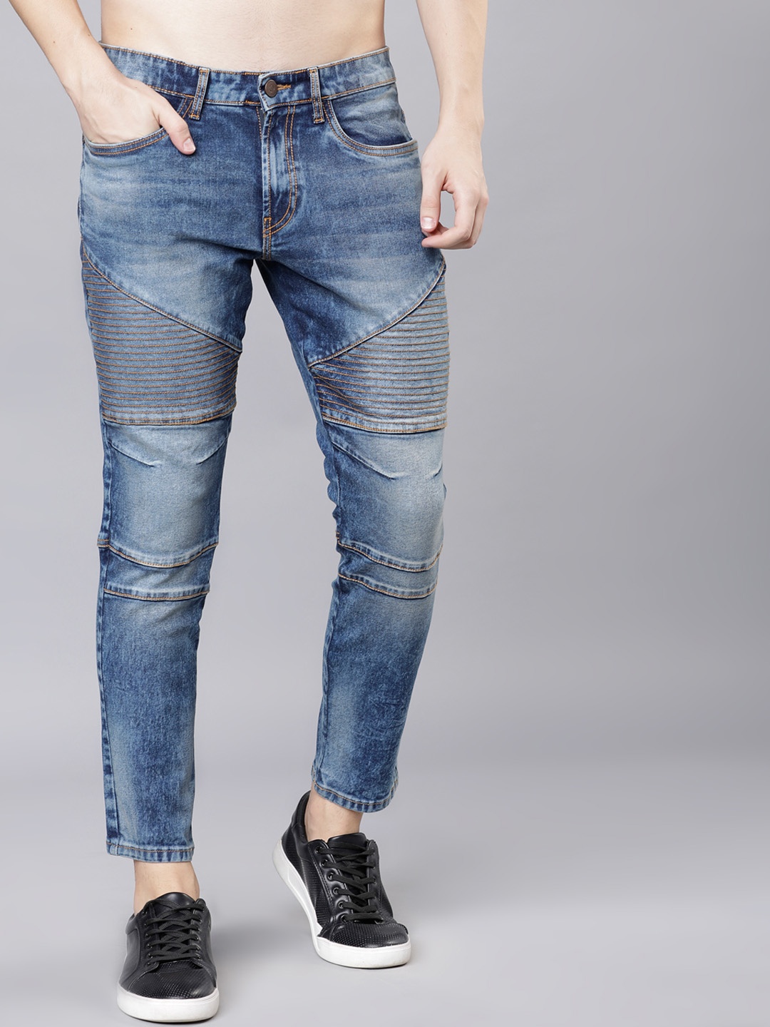 

LOCOMOTIVE Men Blue Tapered Fit Mid-Rise Clean Look Stretchable Jeans