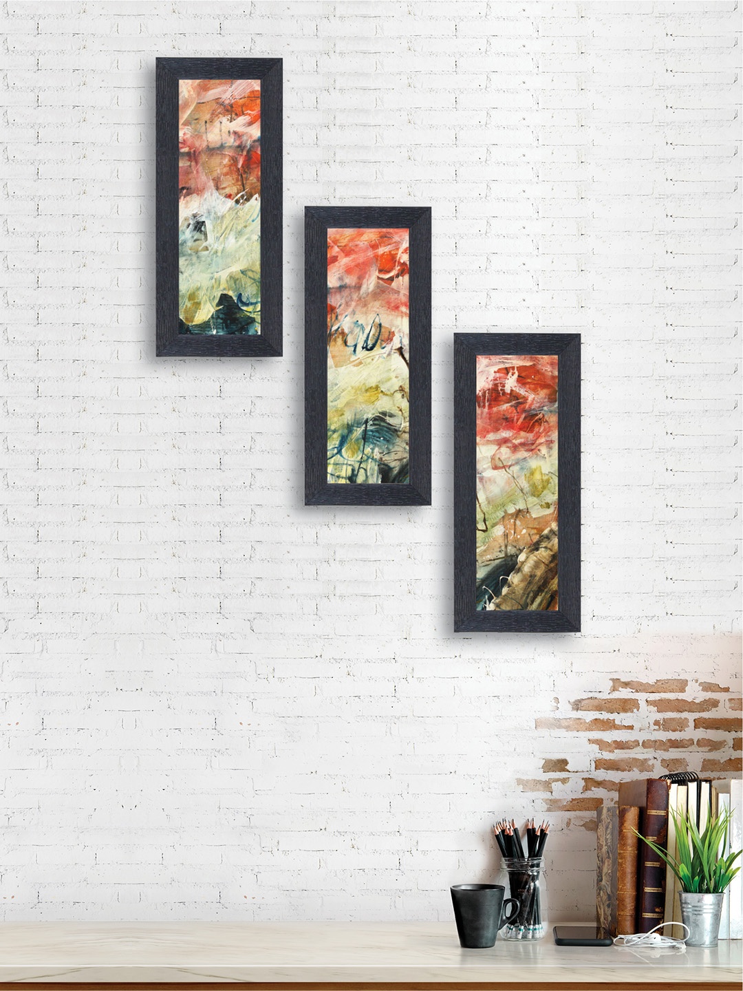 

nest ART Set of 3 Multicoloured Abstract Framed Paintings, Multi