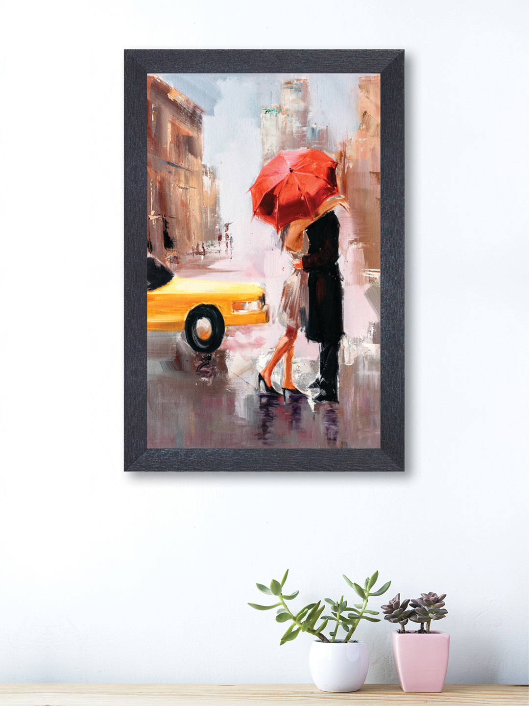 

nest ART Brown & Yellow Watercolor Romance Couple Framed Synthetic Wood Wall Art