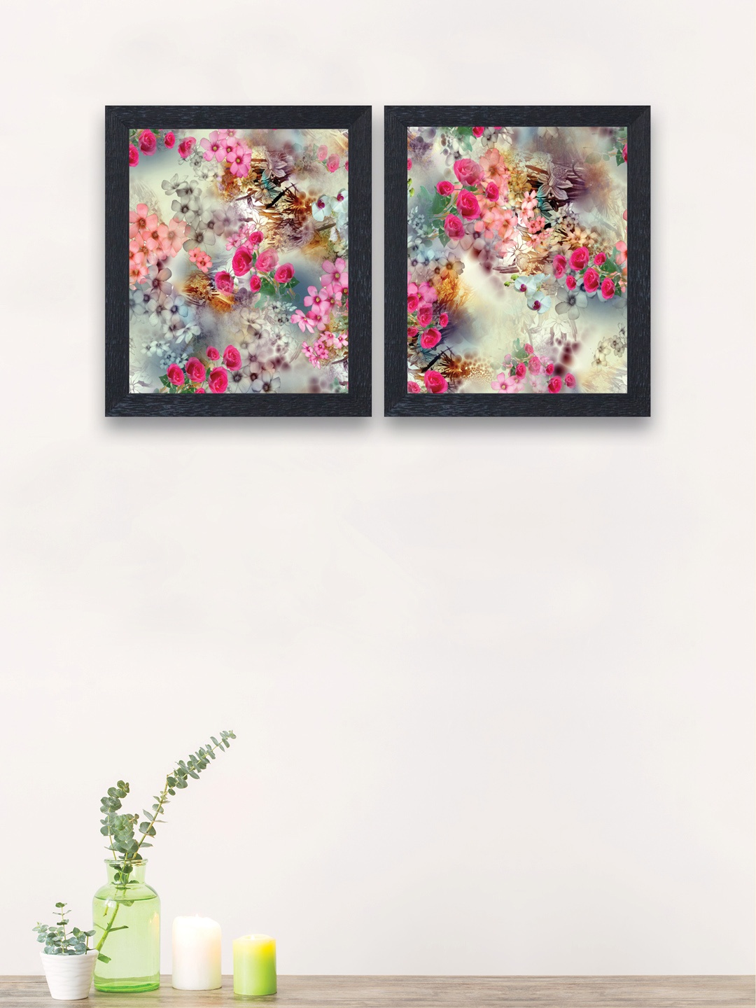 

nest ART Set of 2 Pink & Peach Beautiful Roses Synthetic-Wood Wall Art