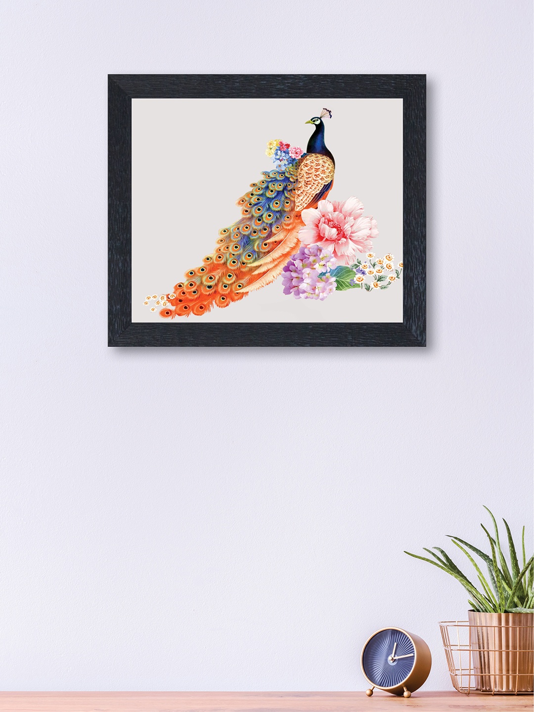 

nest ART Multicoloured Abstract Peacock Framed Wall Art, White