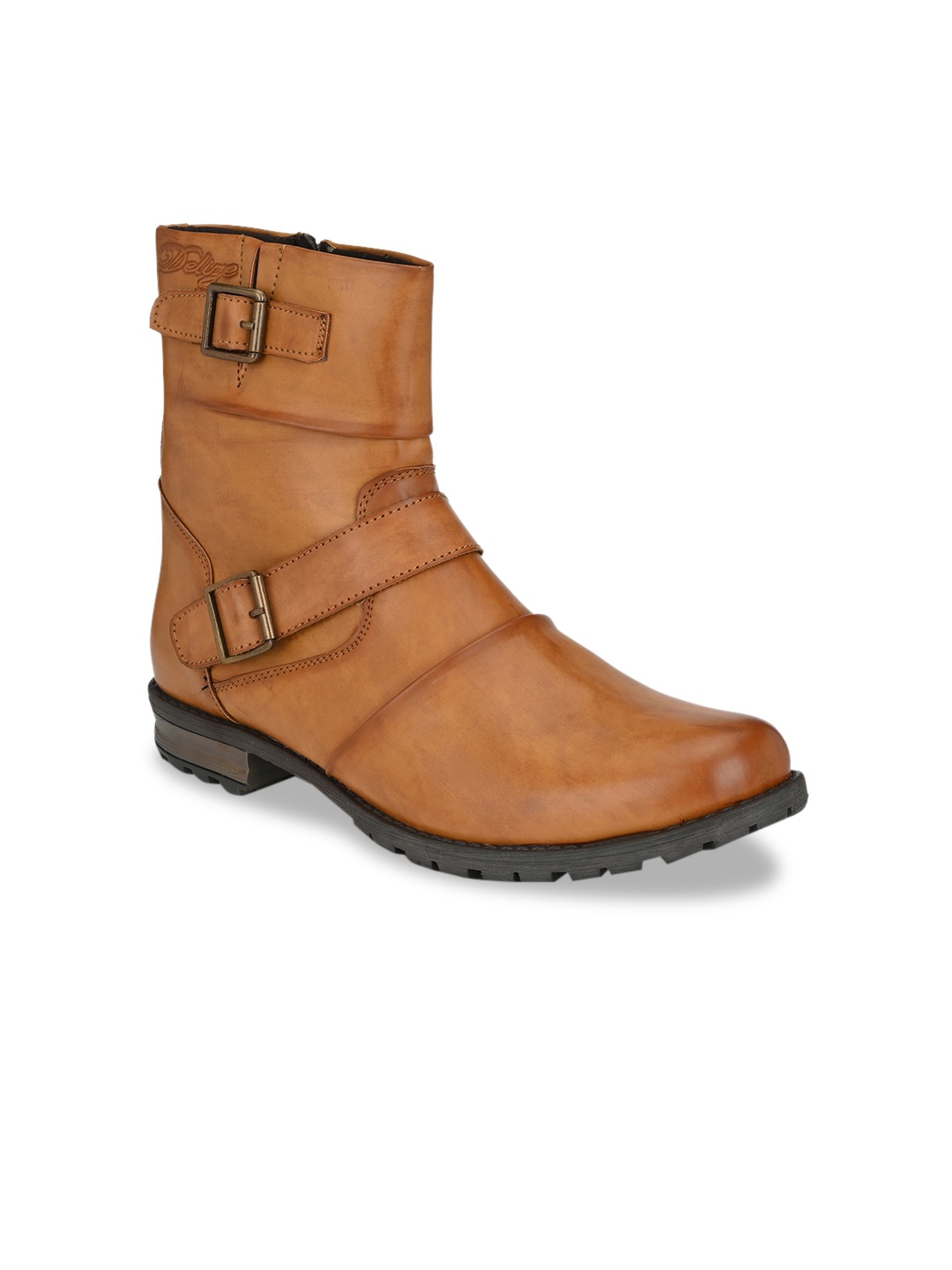 

Delize Men Tan Brown Solid High-Top Flat Boots