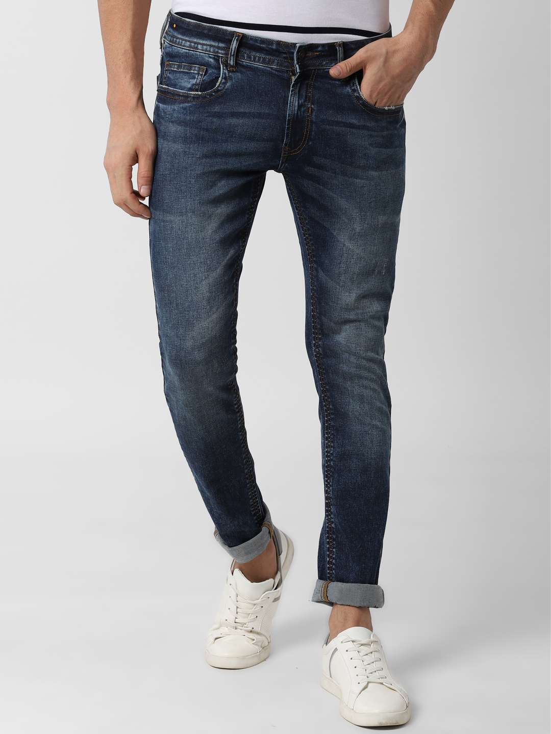

Peter England Casuals Men Blue Skinny Fit Mid-Rise Clean Look Jeans