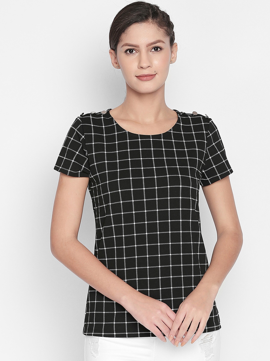 

Annabelle by Pantaloons Women Black Checked Top