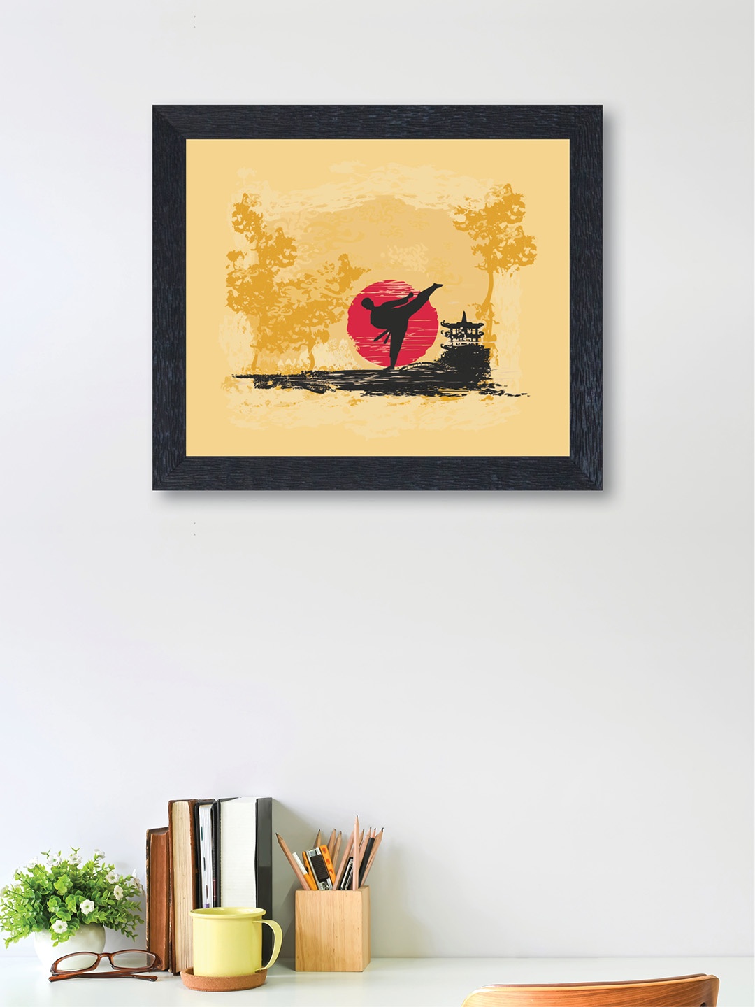 

nest ART Mustard Yellow & Black Abstract Framed Wall Art