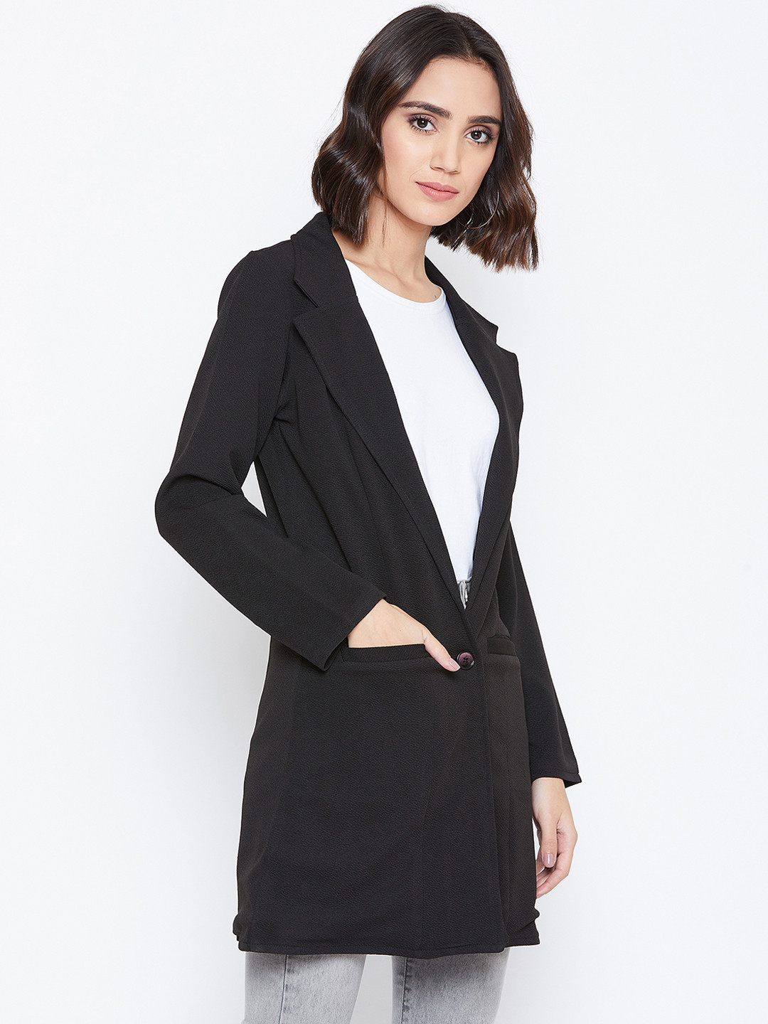 

Zastraa Women Black Solid Overcoat